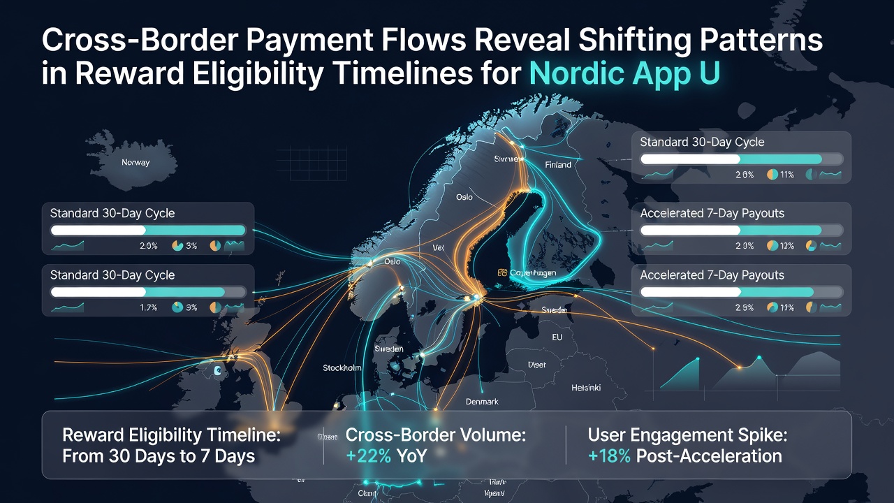 Data visualization showing reward eligibility delays across different currency corridors used by Nordic app users