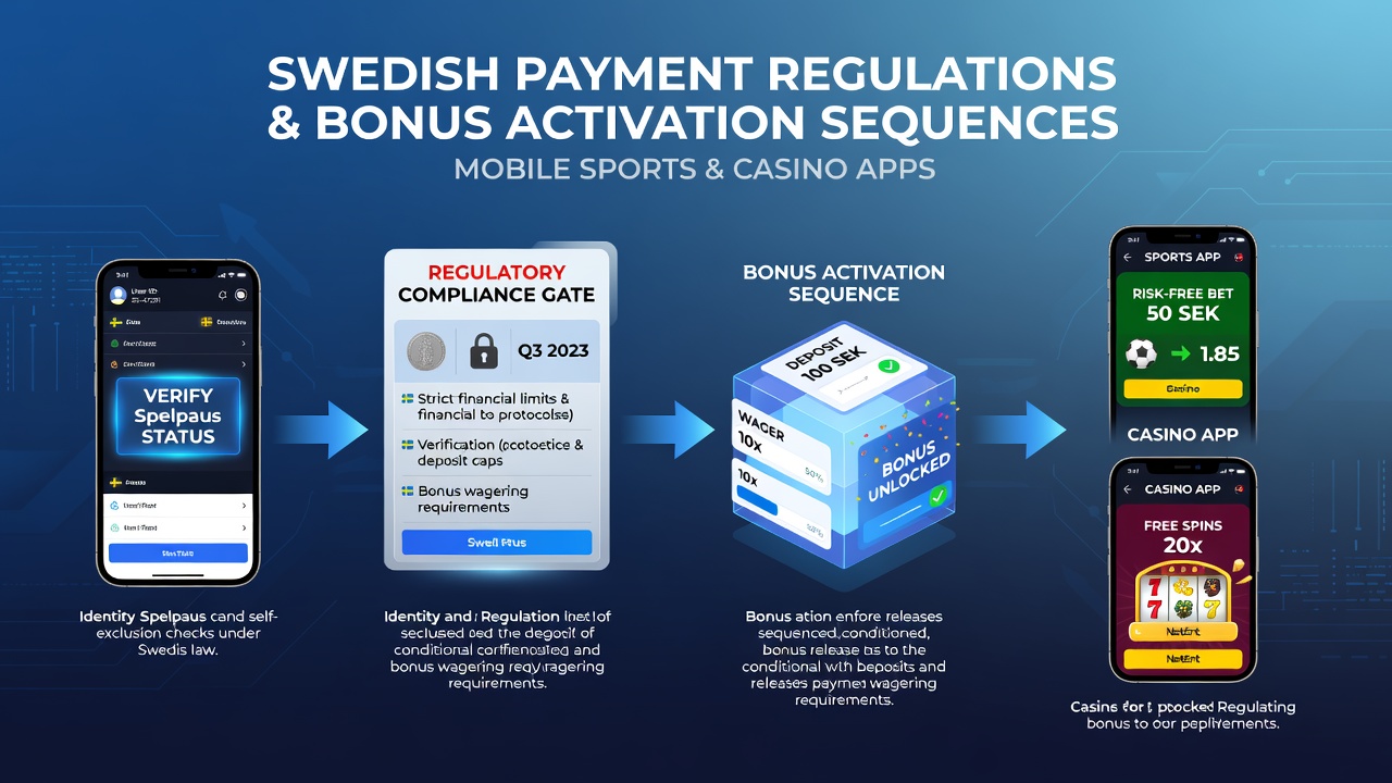 Mobile interface showing regulated bonus activation steps in Swedish casino and sports apps